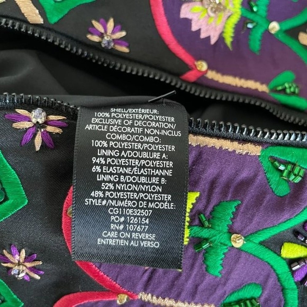 Alice + Olivia Tricia Embellished Mini Dress Black/Multi Size 6 - Picture 9 of 9